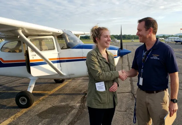Instructor and student in the cockpit before a flight