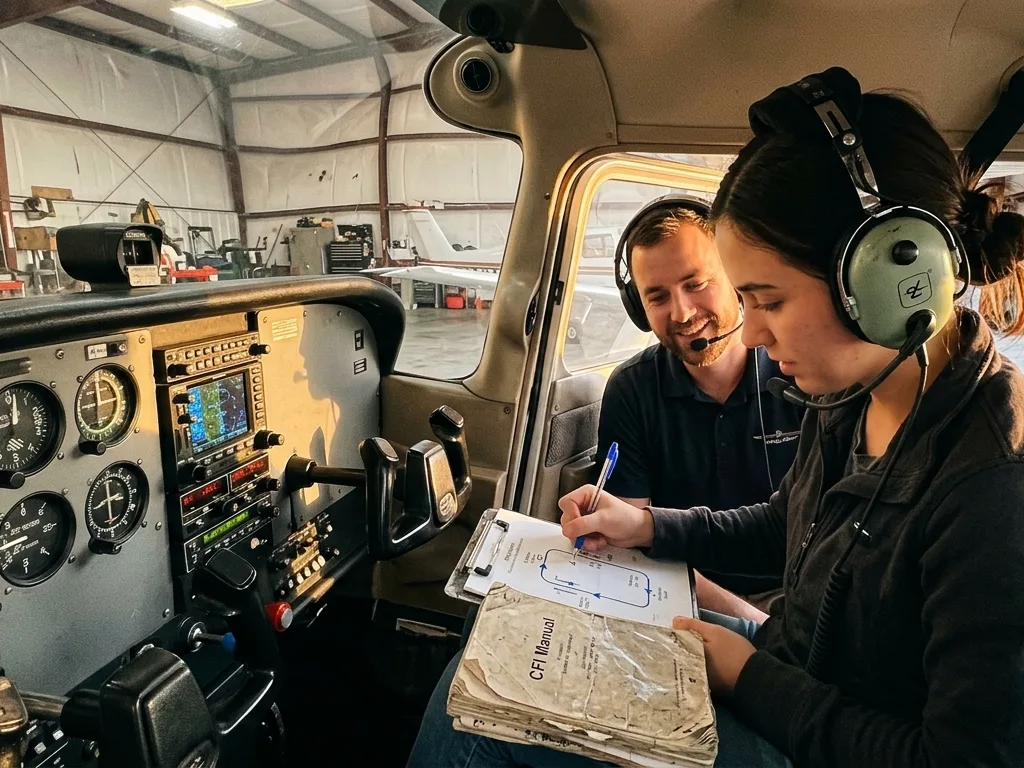 Instructor and CFI candidate working through a lesson plan