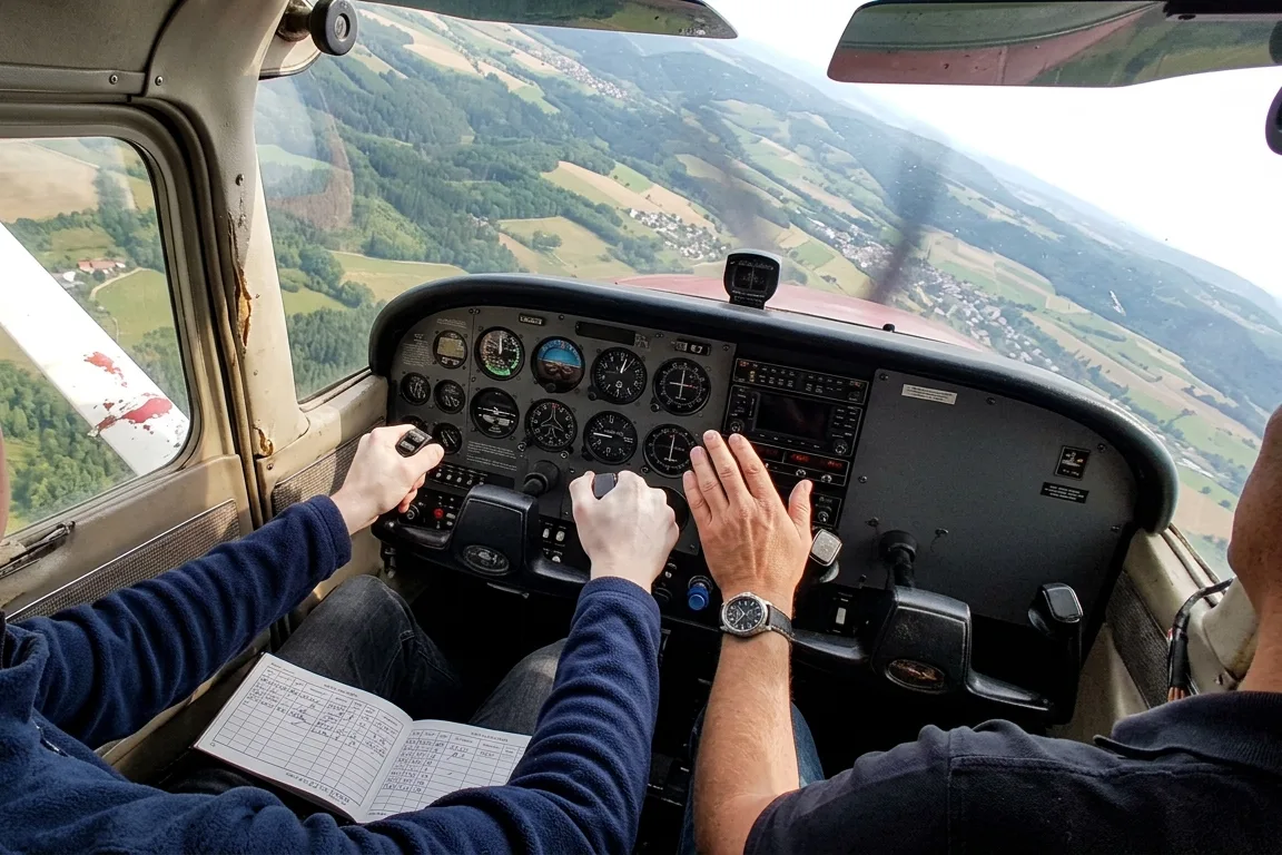 The view forward from the left seat in cruise