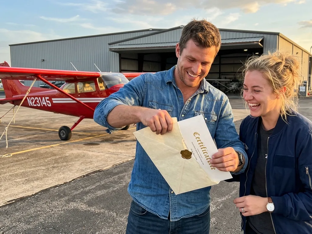 Handing over a gift certificate