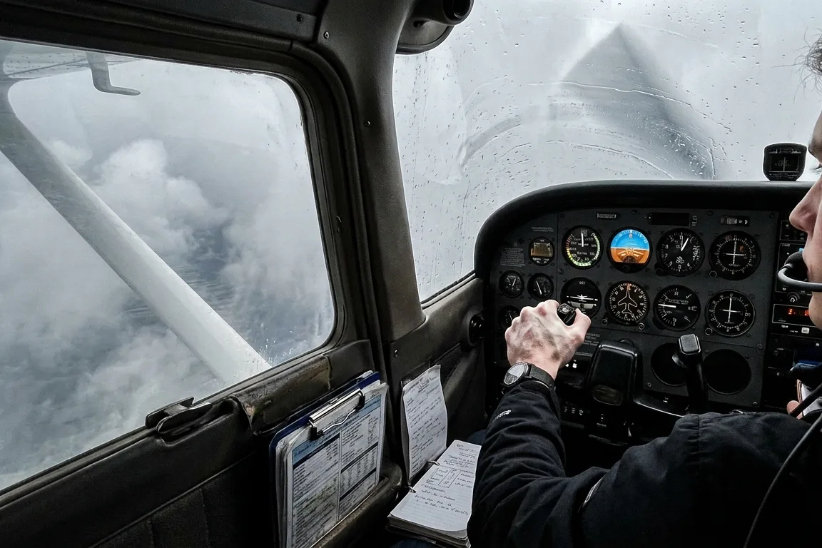 The aircraft in cloud on an instrument approach