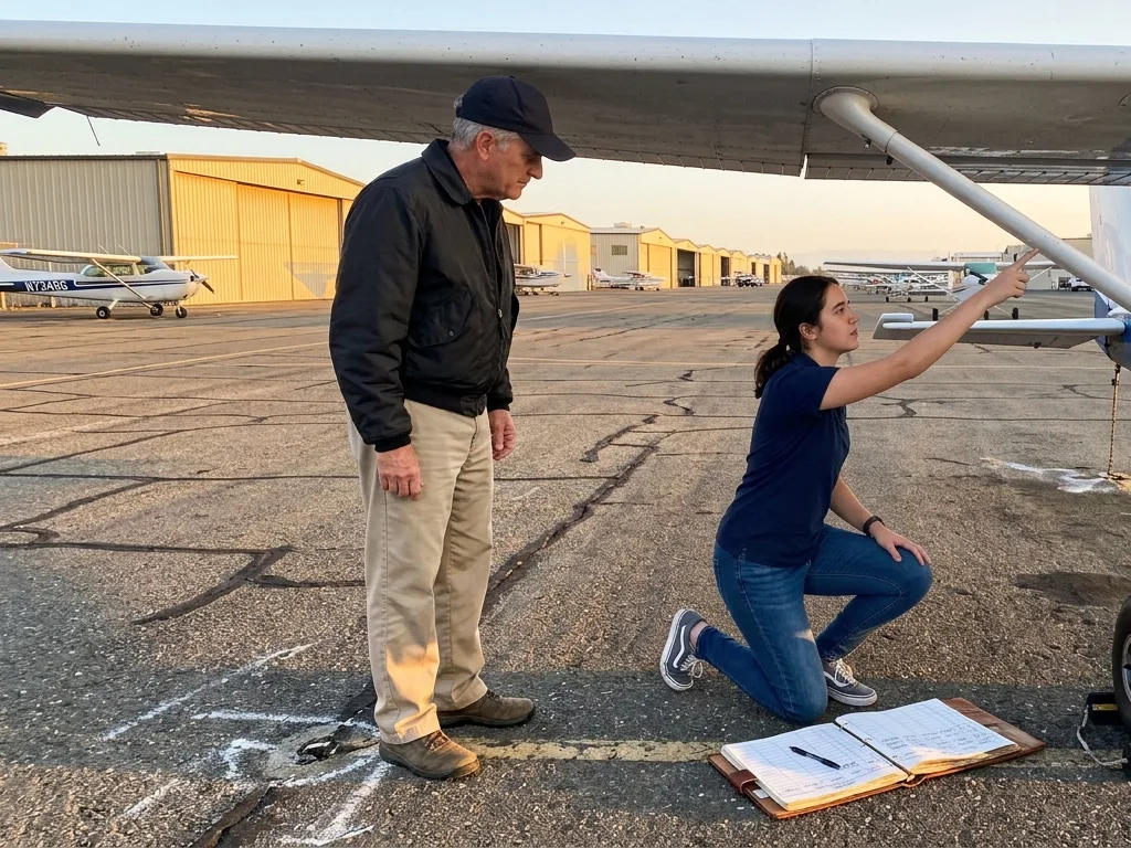 A first-time student at the aircraft