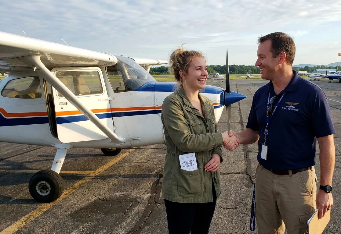 Passengers boarding a light aircraft