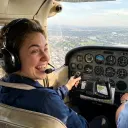 A student pilot flying from the left seat